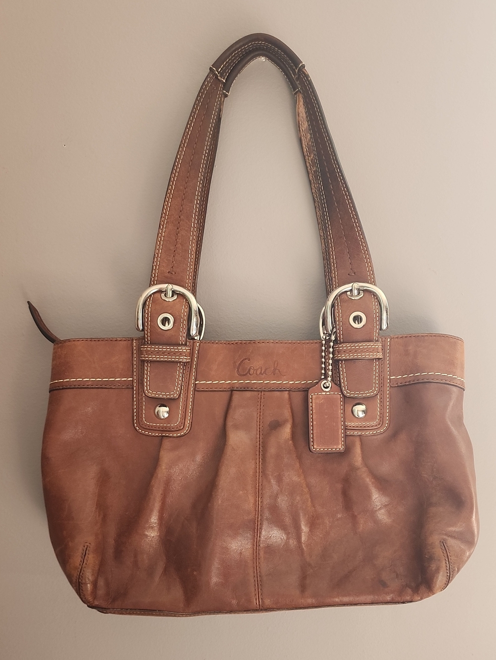 Vintage Coach Soho Pleated Leather Tote
